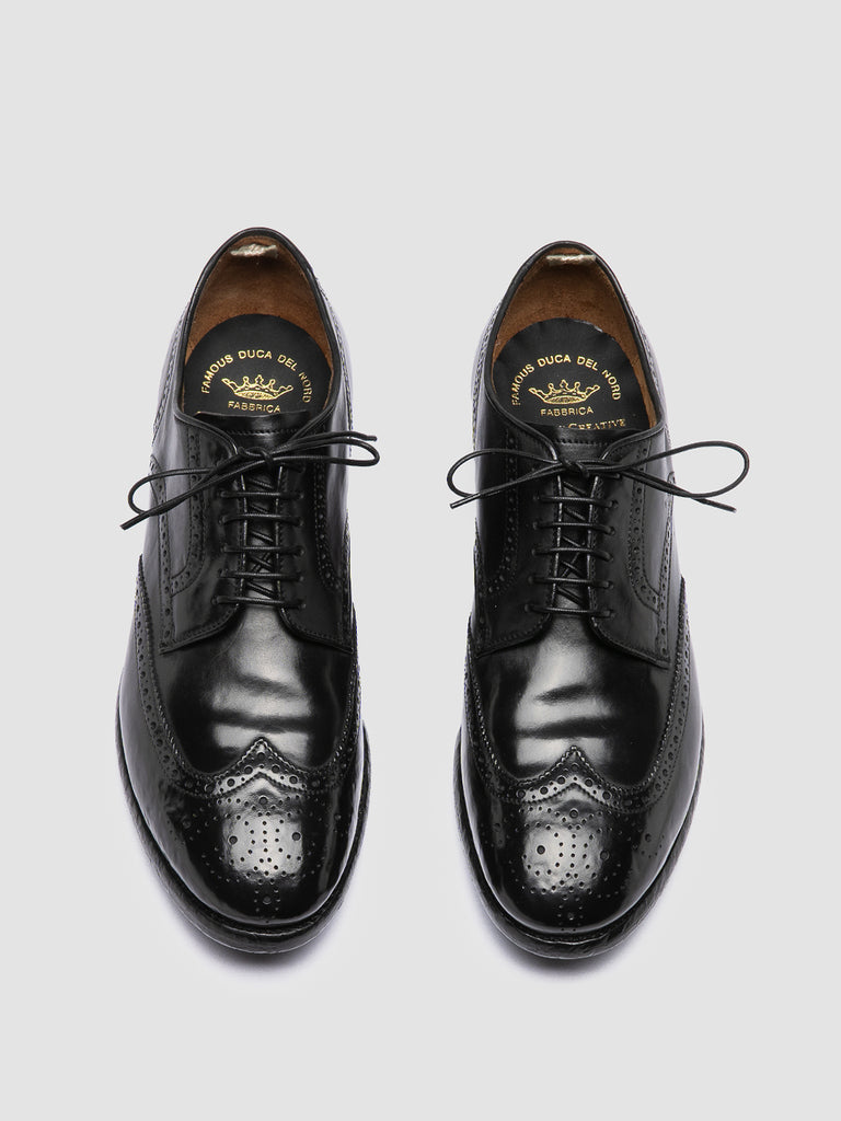 PRINCE 609 - Black Leather Derby Shoes