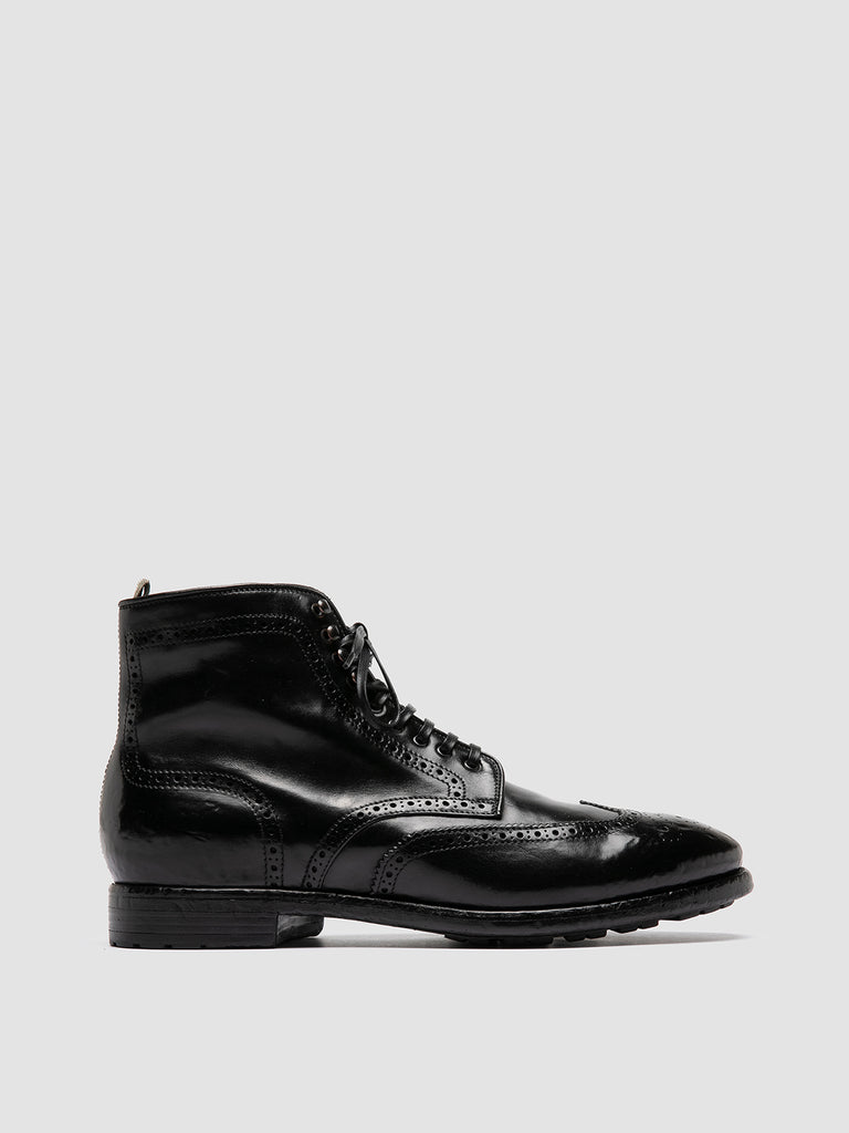 PRINCE 612 - Black Leather Ankle Boots