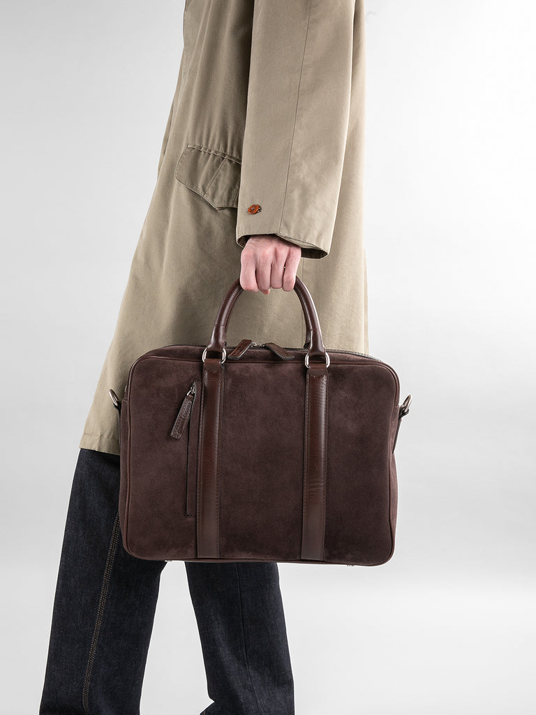 QUENTIN 010 - Brown Suede and Leather Bag  Officine Creative - 8