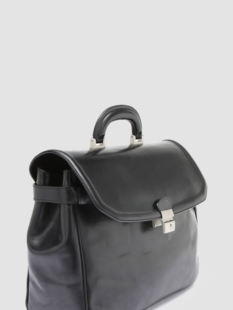 QUENTIN 011 - Black Leather Briefcase