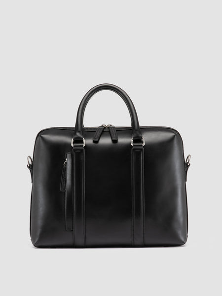 Men's Black Leather Briefcase: QUENTIN 019 – Officine Creative