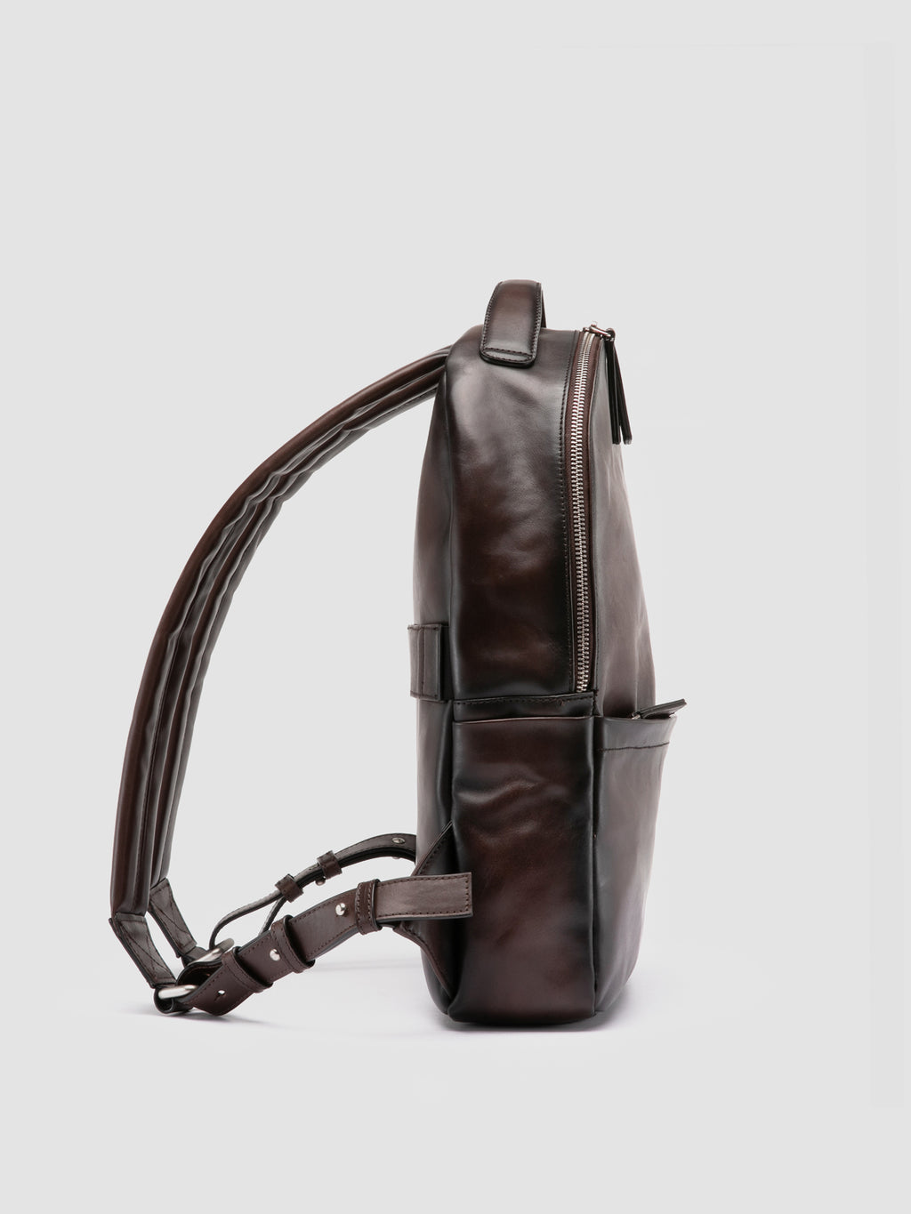QUENTIN 20 - Brown Woven Leather Backpack - image 3,side view