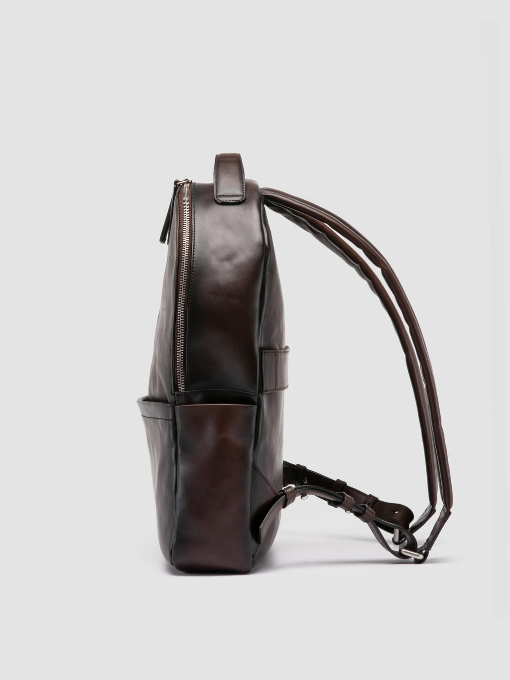 QUENTIN 20 - Brown Woven Leather Backpack - image 5,side view
