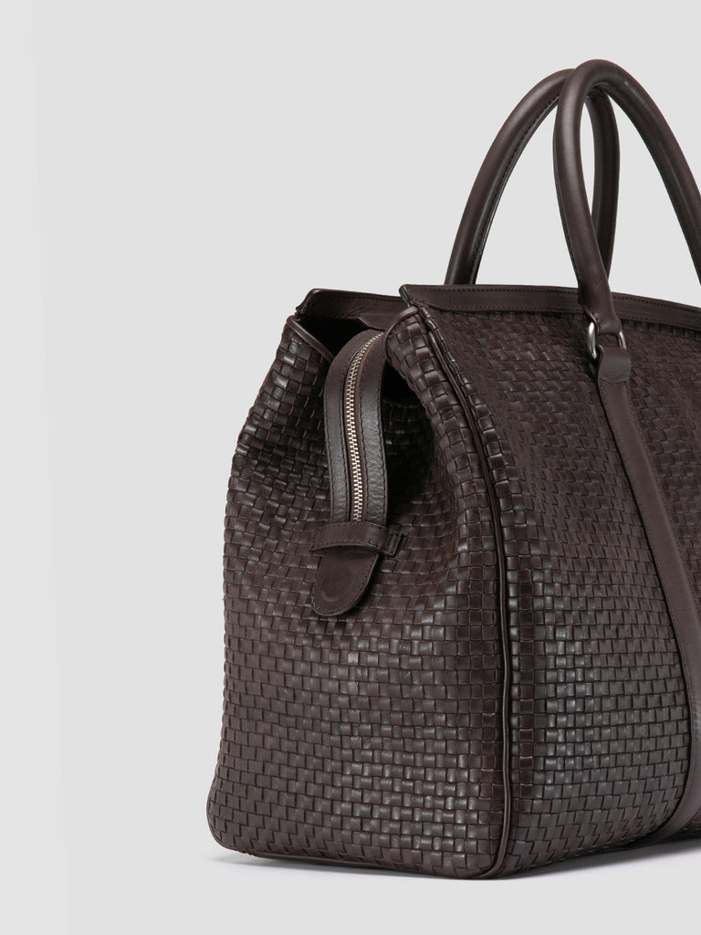 QUENTIN 109 - Brown Woven Leather Weekender