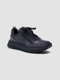 RACE RUBREX 101 - Blue Leather and Suede Low Top Sneakers