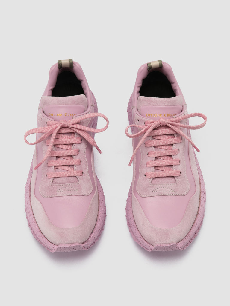 RACE RUBREX 101 - Rose Leather and Suede Low Top Sneakers