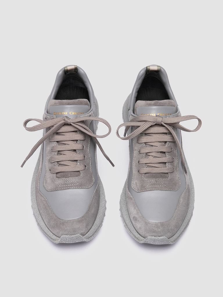 RACE RUBREX 101 - Grey Leather and Suede Low Top Sneakers