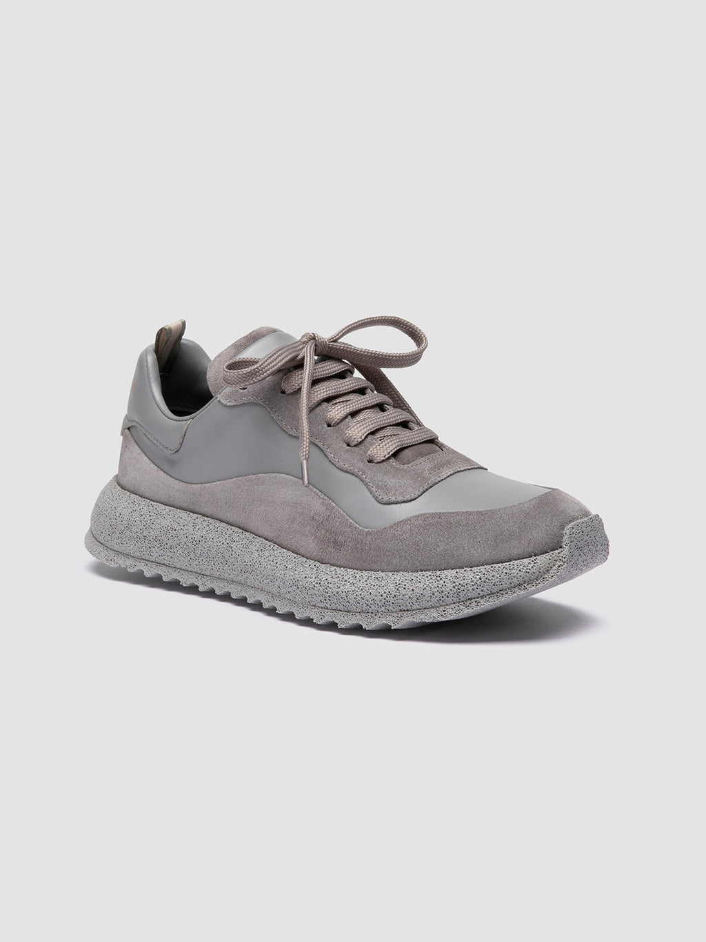 RACE RUBREX 101 - Grey Leather and Suede Low Top Sneakers