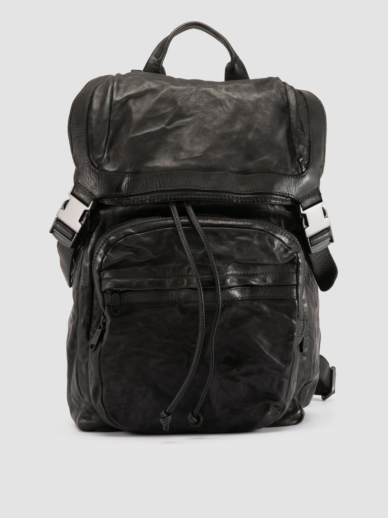 RECRUIT 006 - Black Leather Backpack