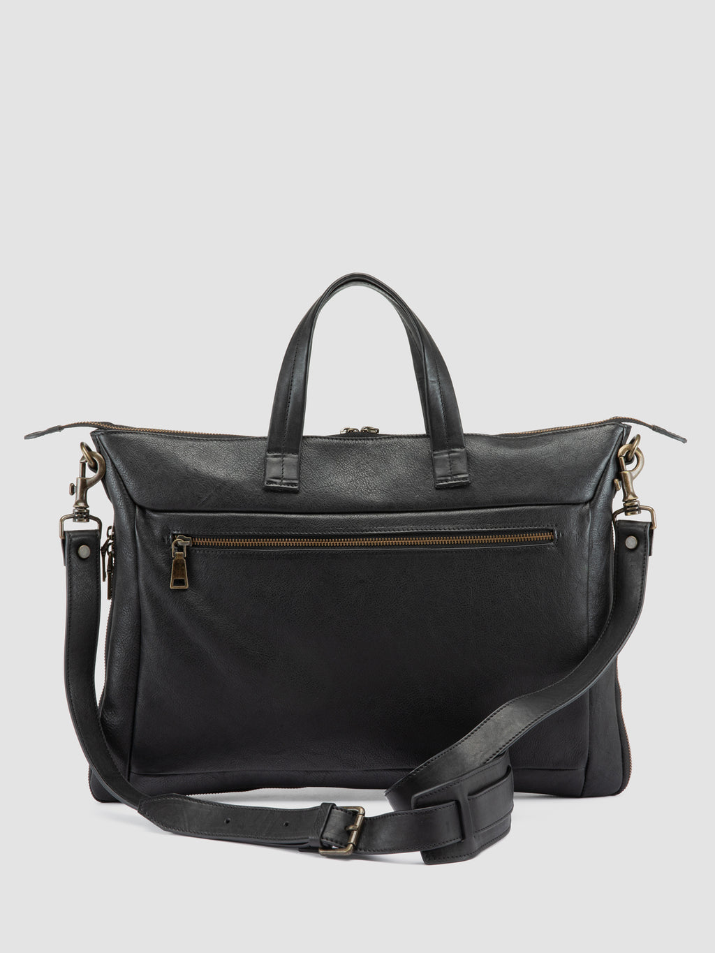 HELMET 046 - Black Leather Briefcase - image 4,side view