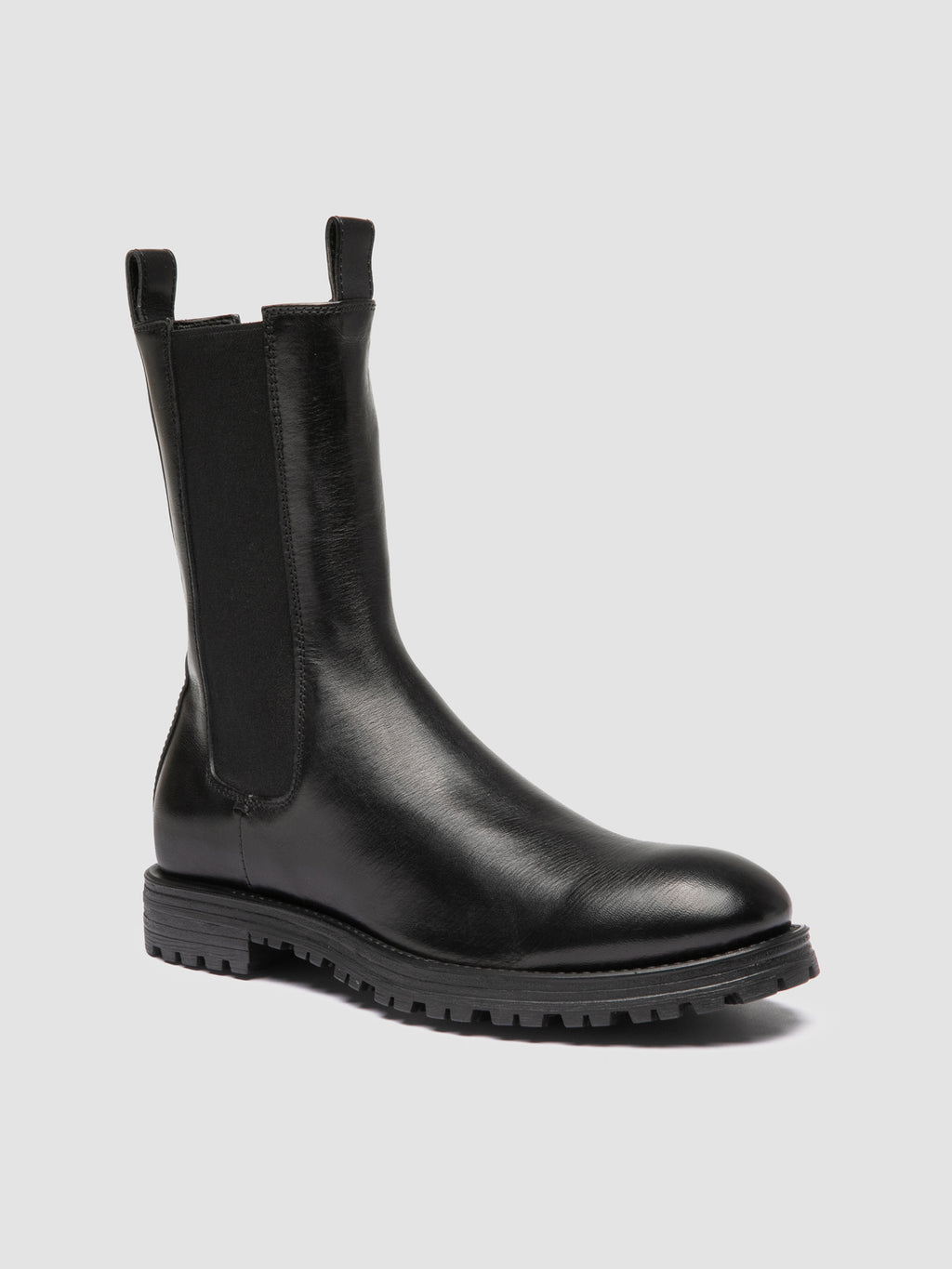 HESSAY RUBBER 008 - Black Leather Chelsea Boots