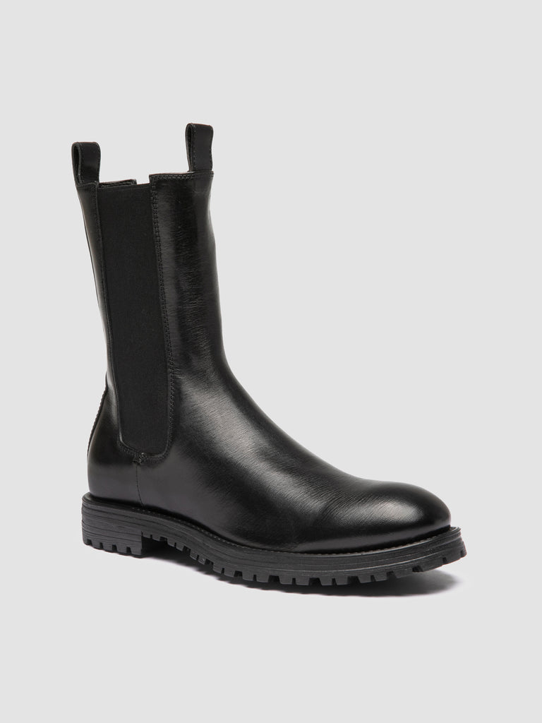 HESSAY RUBBER 008 - Black Leather Chelsea Boots
