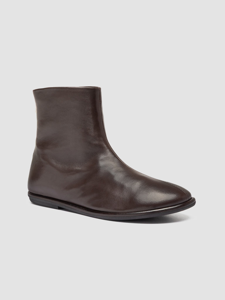 MIENNE 115 - Brown Leather Zip Boots