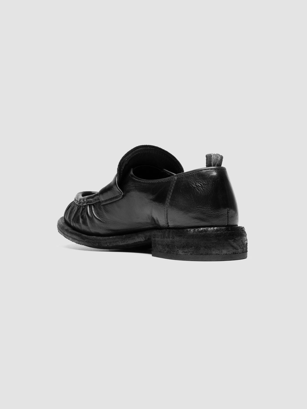 RUGGED 123_W - Black Leather Penny Loafers - image 4,side view