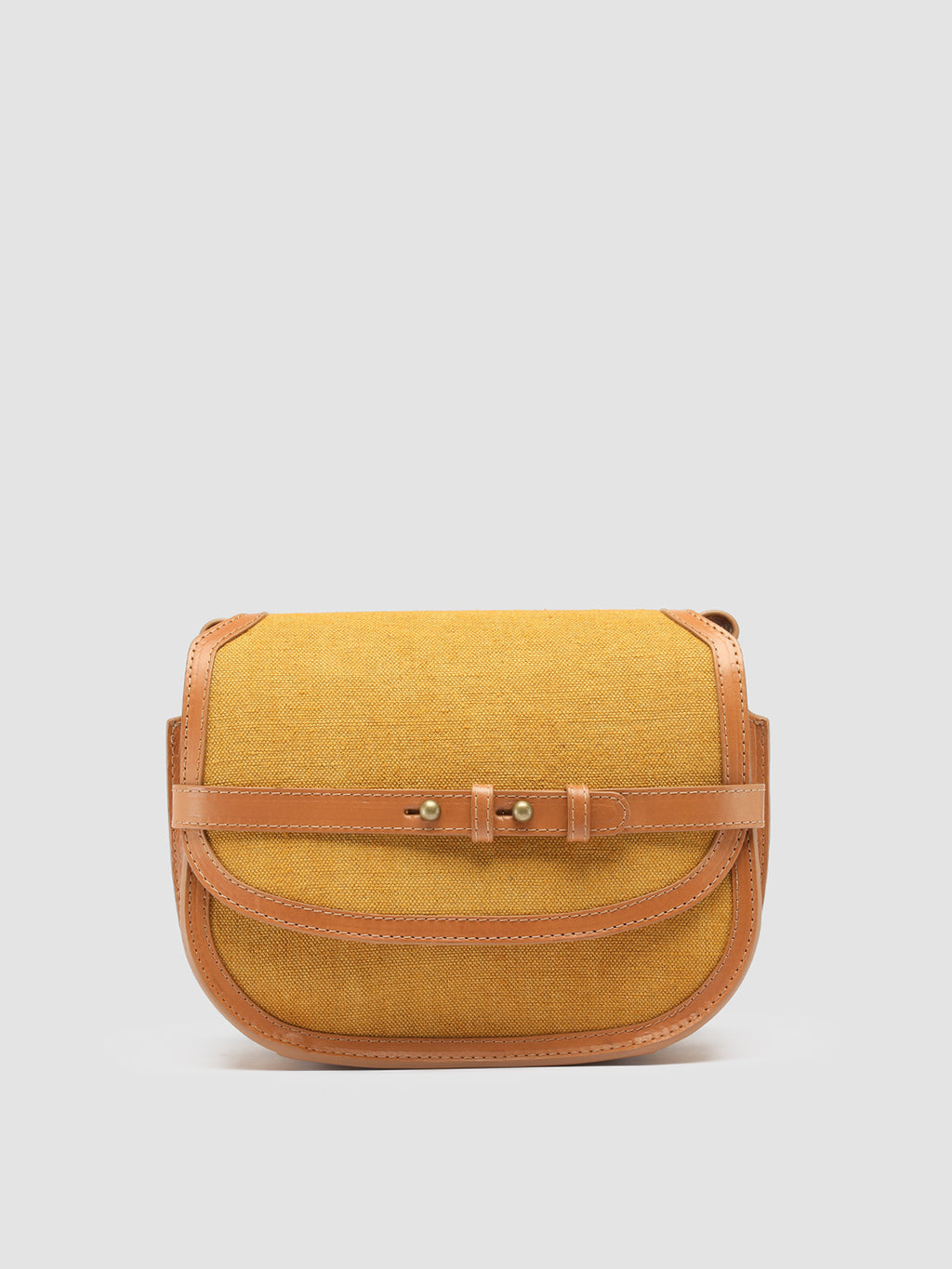 SADDLE 011 - Brown Linen and Leather Crossbody Bag