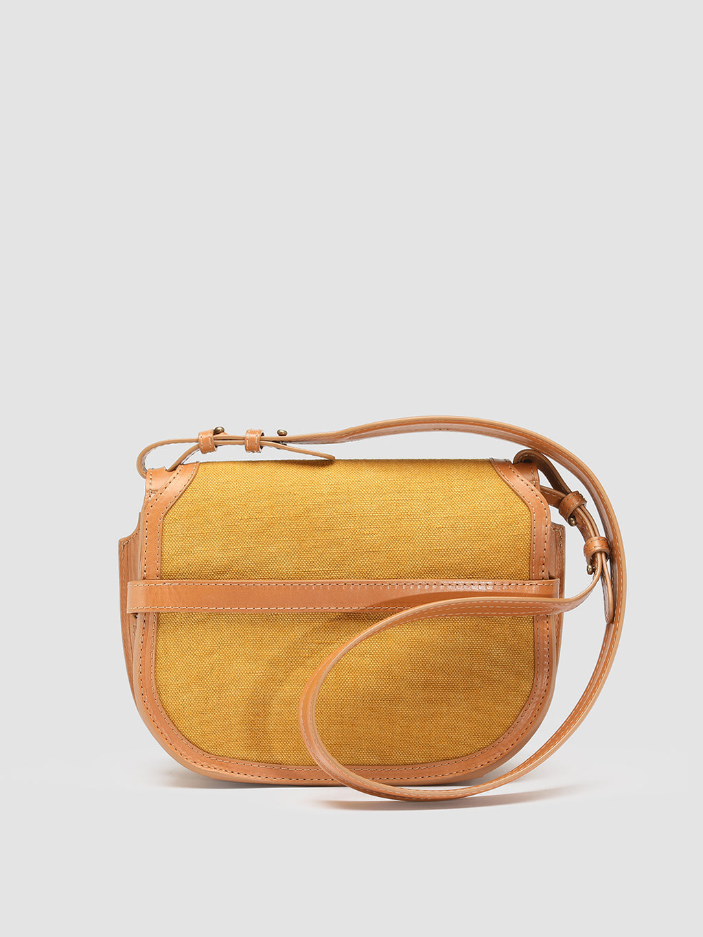 SADDLE 011 - Brown Linen and Leather Crossbody Bag