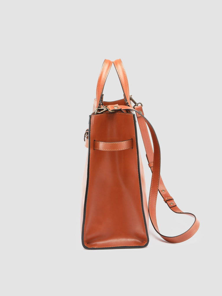 SATTEL 015 - Orangefarbene Henkelhandtasche aus Leder