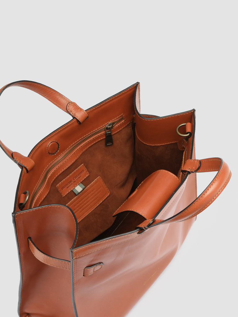 SATTEL 015 - Orangefarbene Henkelhandtasche aus Leder