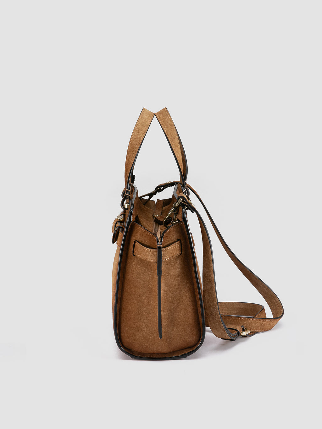 SADDLE 019 - Brown Suede Handle Bag