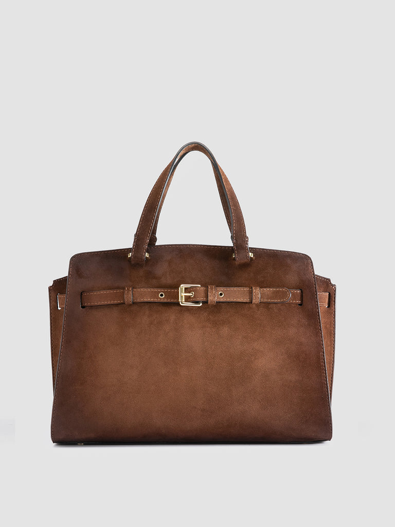 SADDLE 020 - Brown Suede Handle Bag