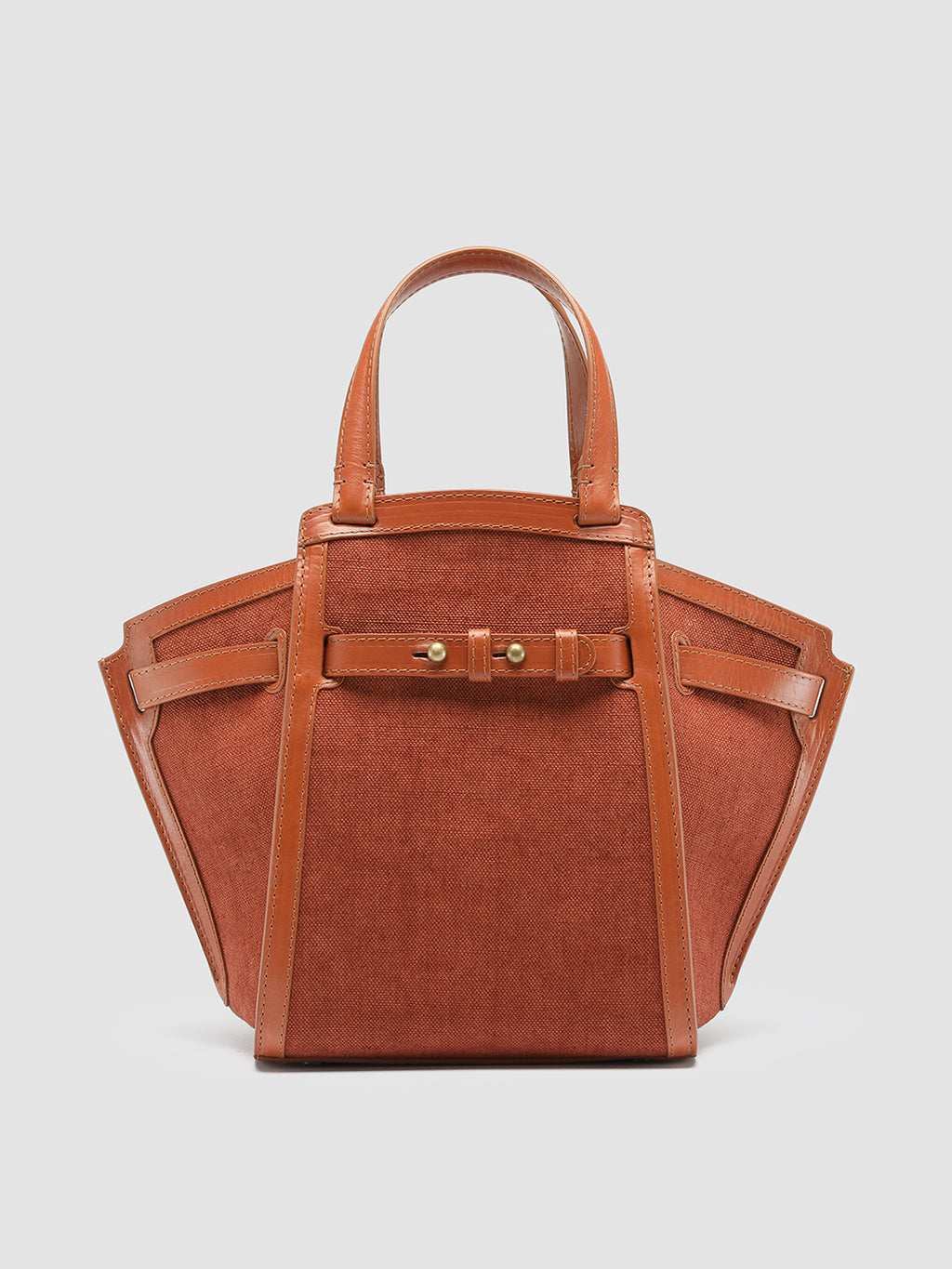 SADDLE 07 - Brown Leather and Linen Handle Bag