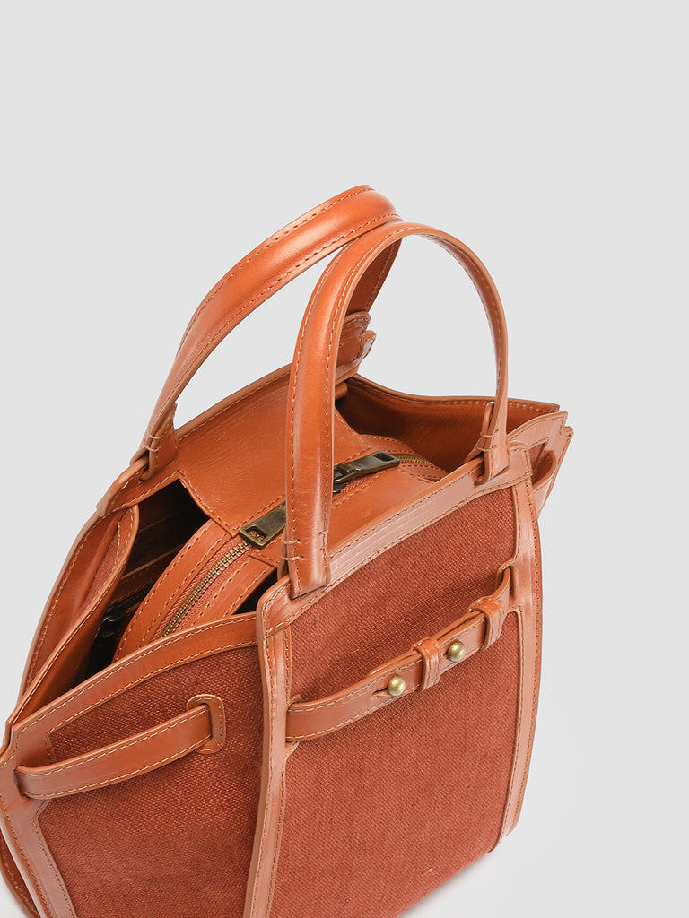 SADDLE 07 - braune Tasche mit Leder- und Leinengriff