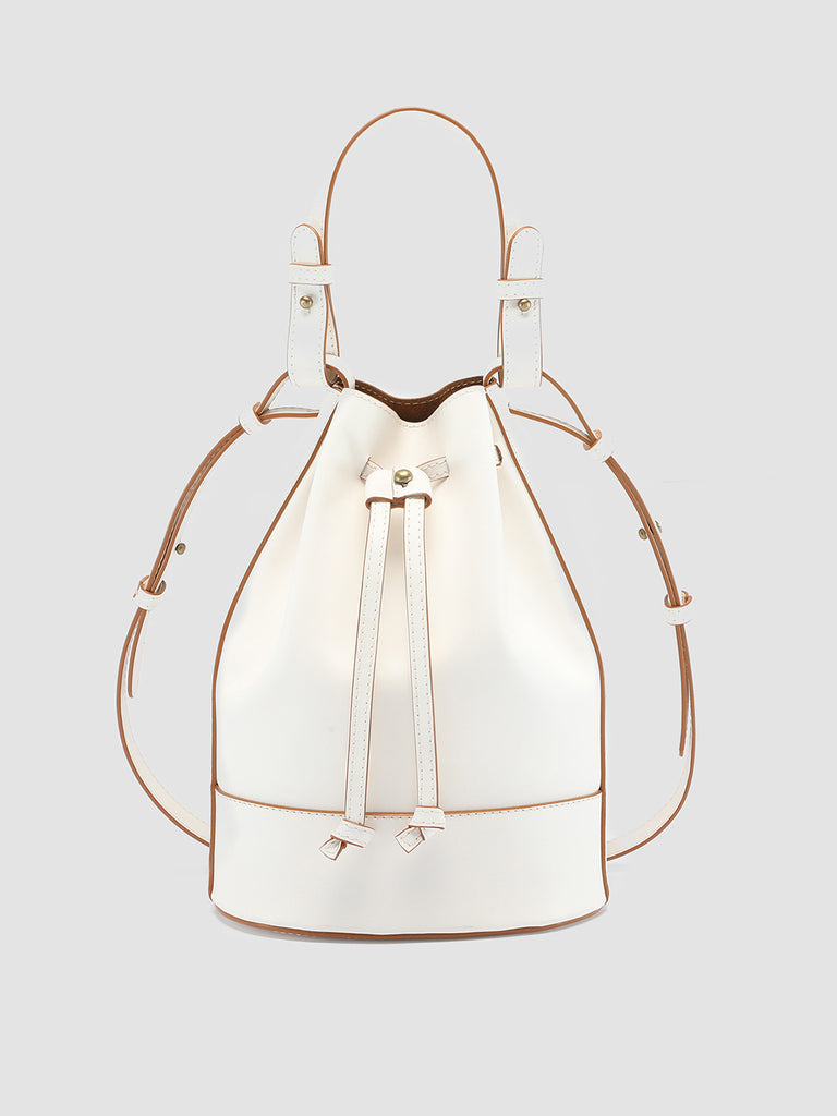 SADDLE 08 - White Leather Bucket Bag