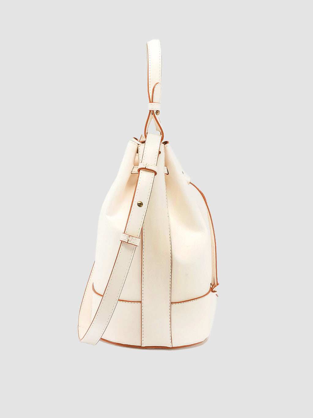 SADDLE 08 - White Leather Bucket Bag