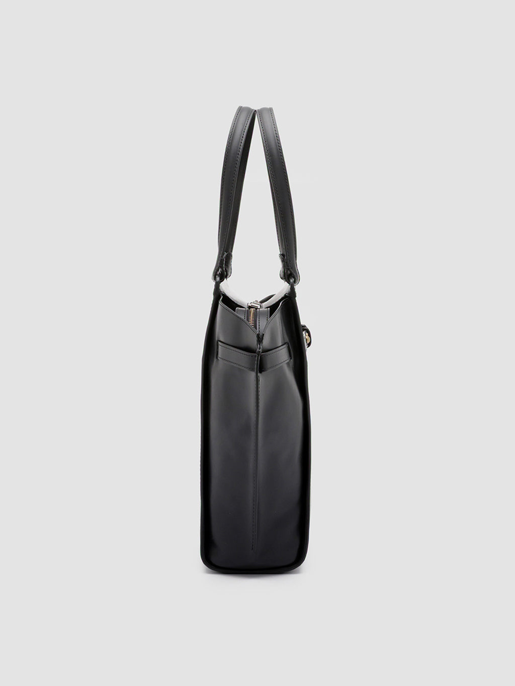 SADDLE 02 - Black Leather Hand Bag - image 3,side view