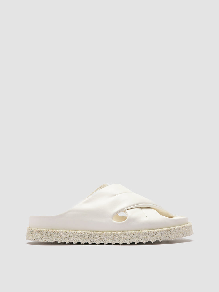 SANDS 103 - White Leather Slide Sandals