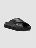 SANDS 103 - Black Leather Slide Sandals