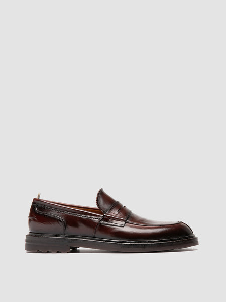 Men's Burgundy Leather Penny Loafers: SAX FLEXI 001 – Officine