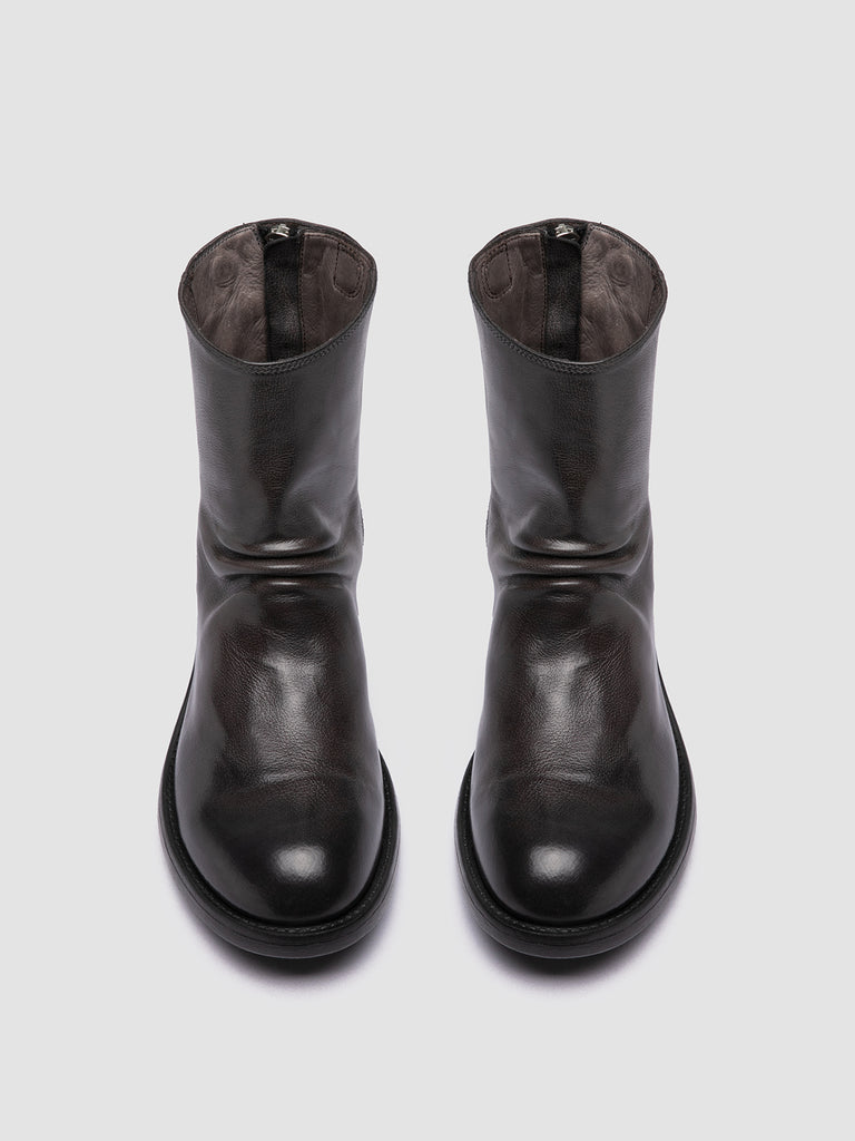 SERGEANT 104 - Grey Leather Zipped Boots