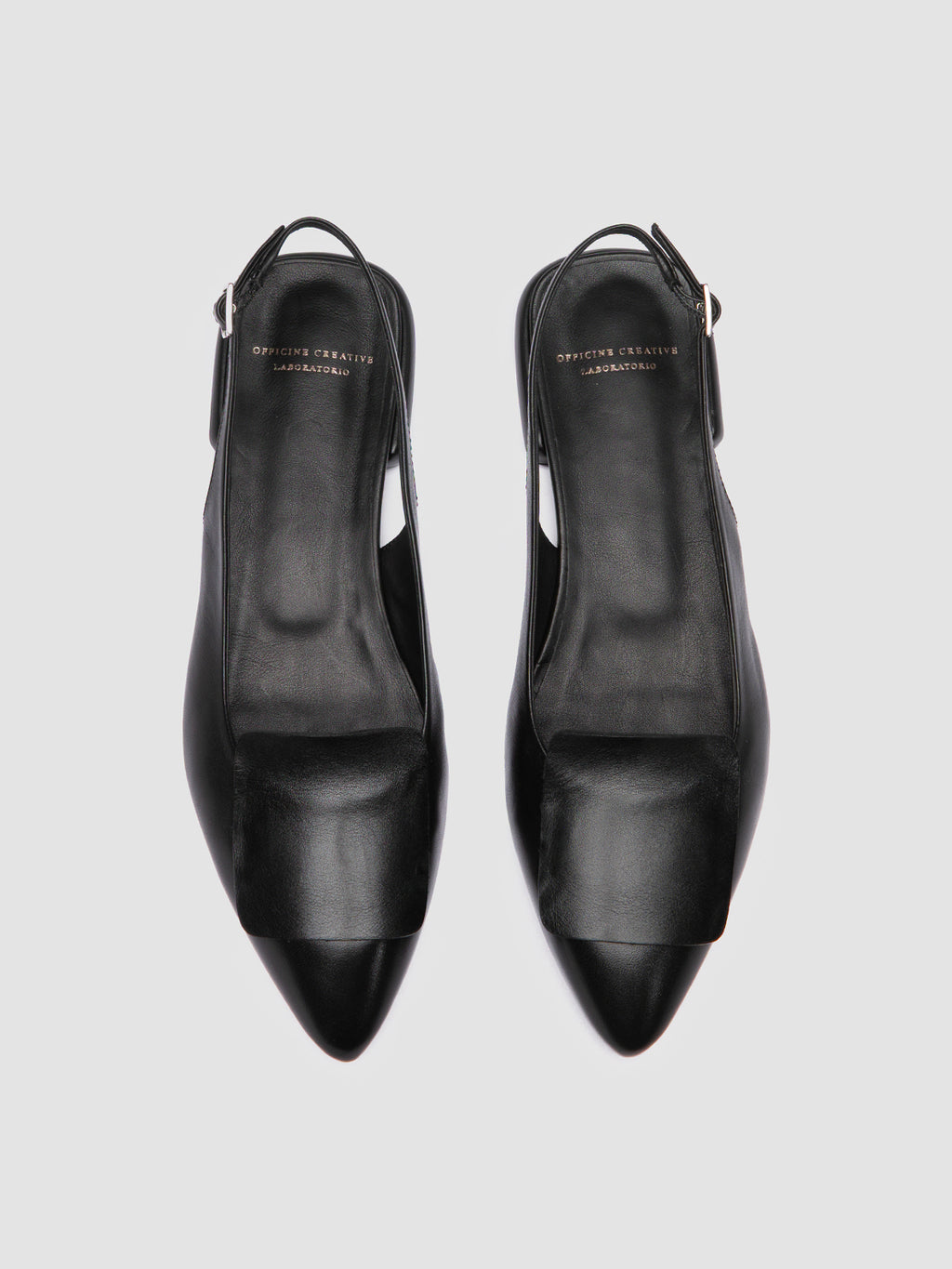 SUE 007 - Black Leather Slingback Sandals