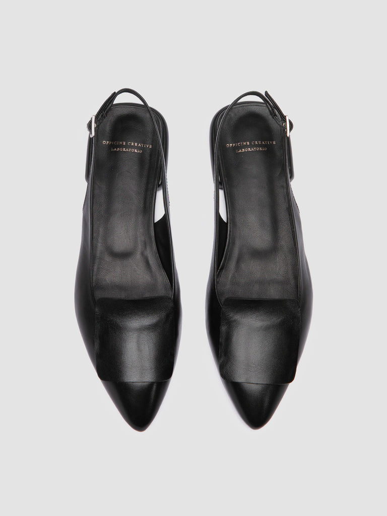 SUE 007 - Black Leather Slingback Sandals