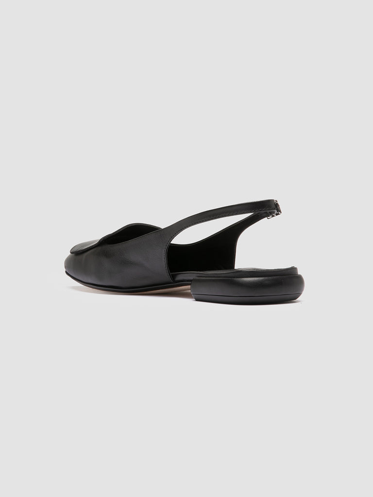 SUE 007 - Black Leather Slingback Sandals