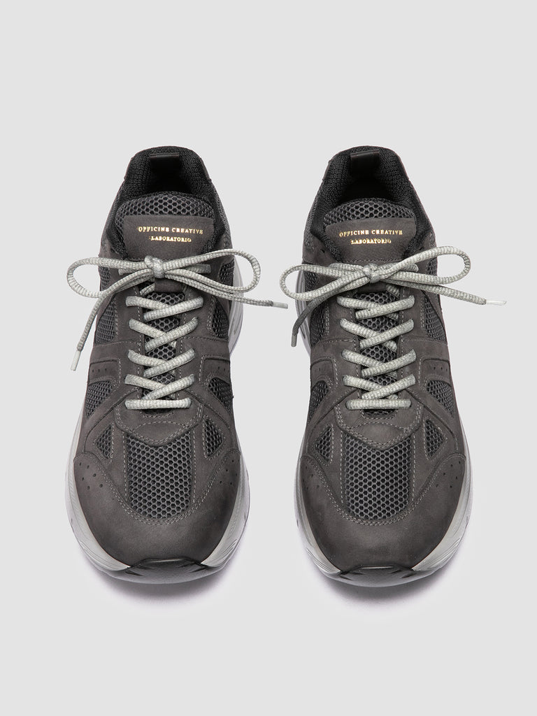 SUPURBIA 001 - Grey Leather and Suede Low Top Sneakers