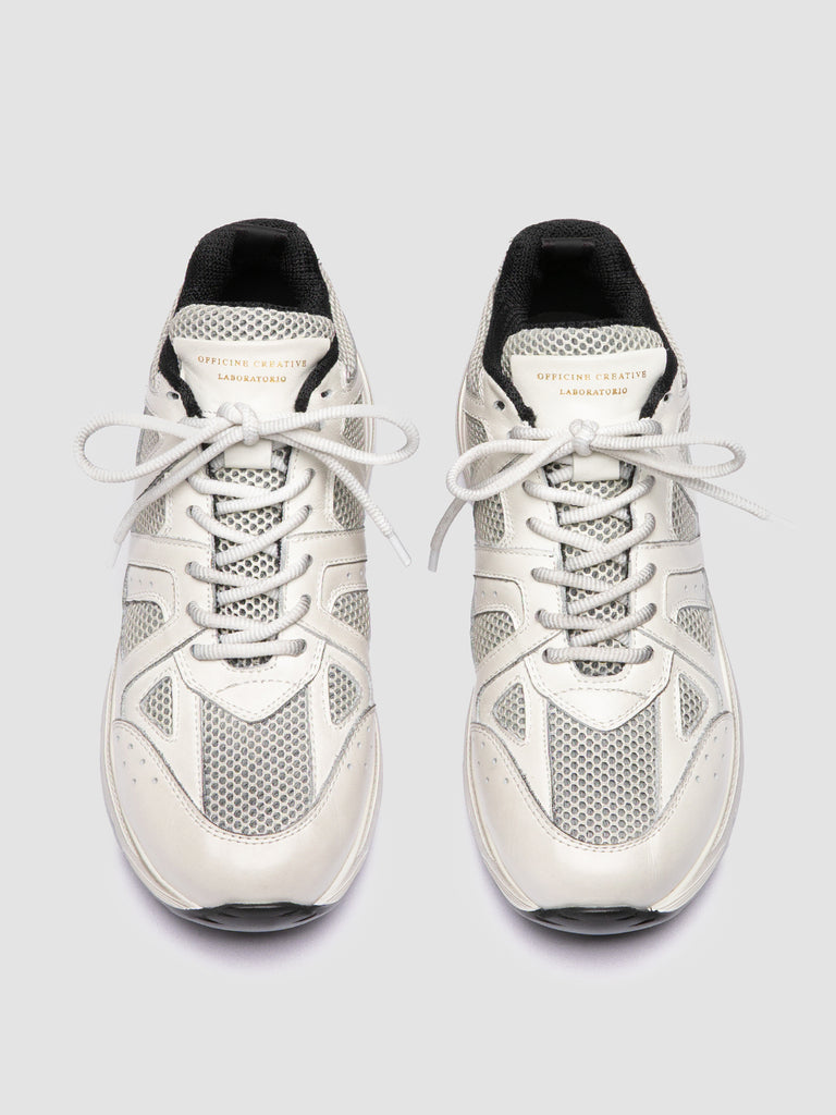 SUPURBIA 101 - White Leather & Mesh Low Top Sneakers