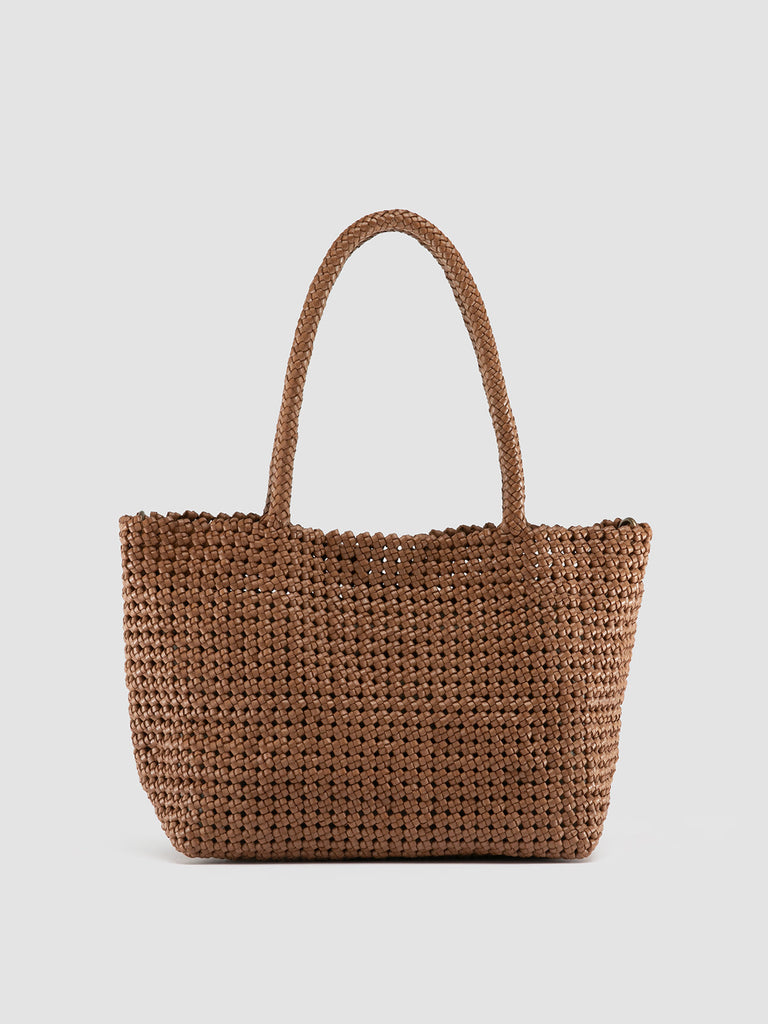 SUSAN 09 - Brown Woven Leather Shoulder Bag