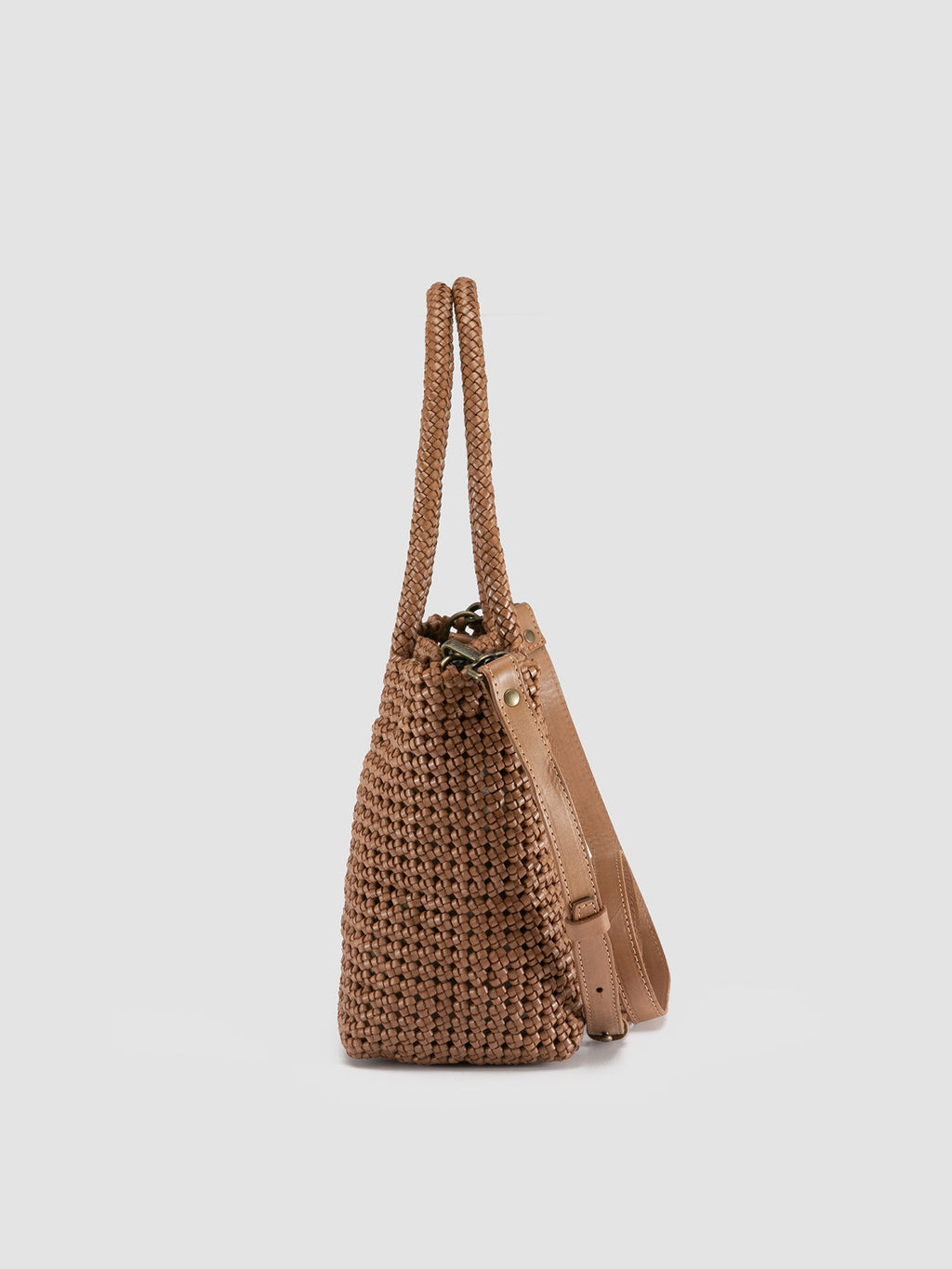 SUSAN 09 - Brown Woven Leather Shoulder Bag