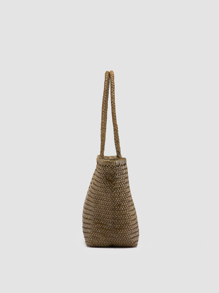 SUSAN 01 Woven - Green Leather Tote Bag