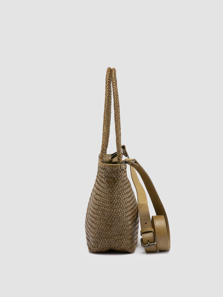 SUSAN 01 Woven - Green Leather Tote Bag