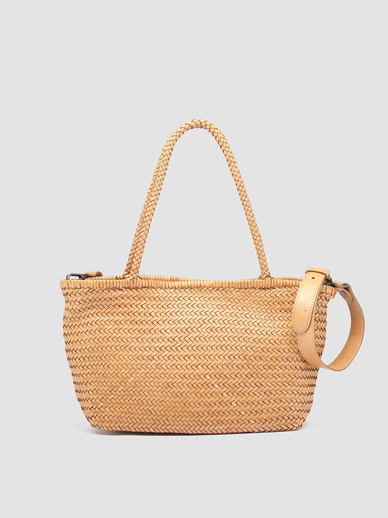 SUSAN 01 Woven - Light Brown Leather Tote Bag
