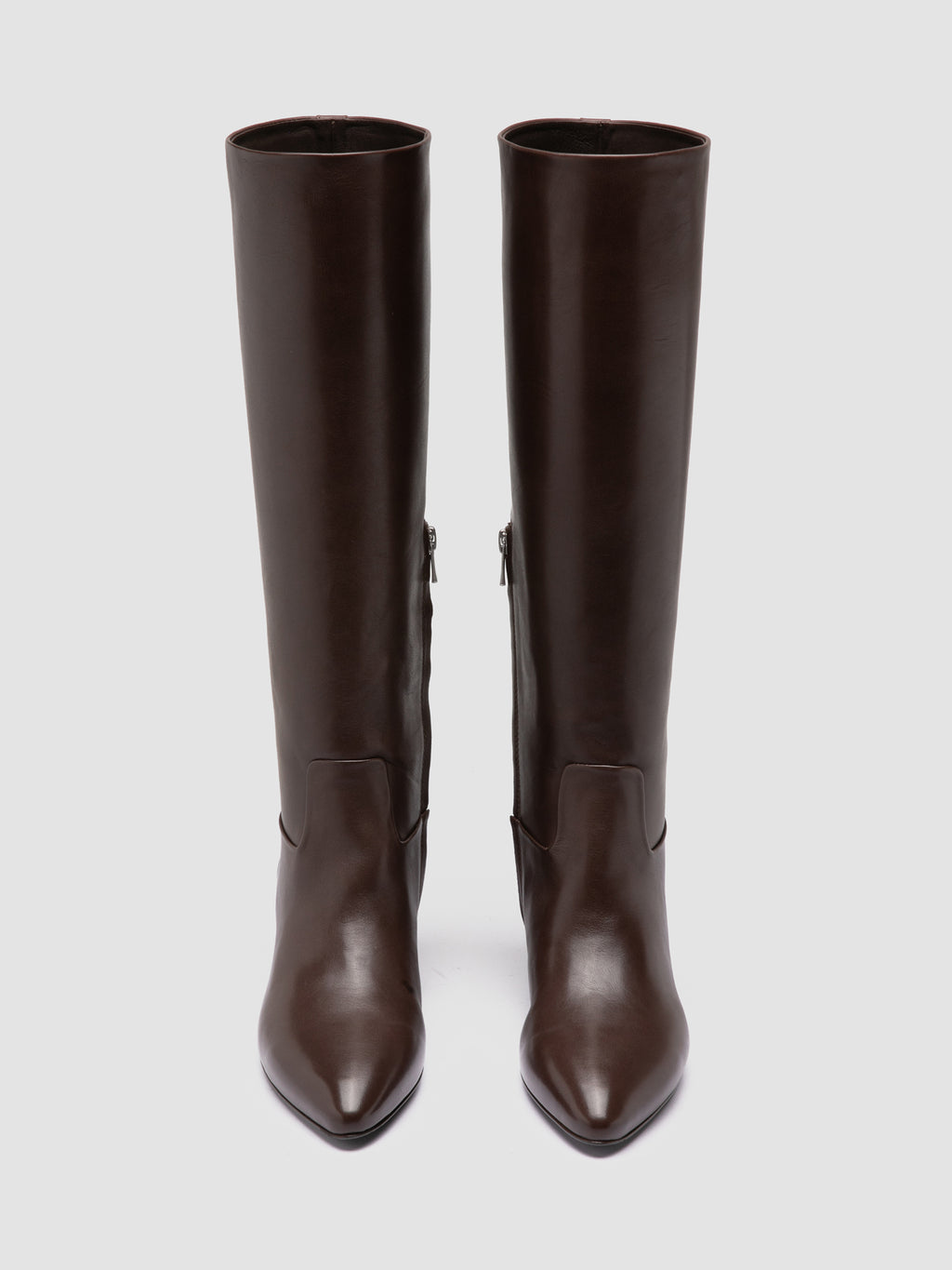 SUZY 006 - Brown Leather Zip Boots - image 2,side view