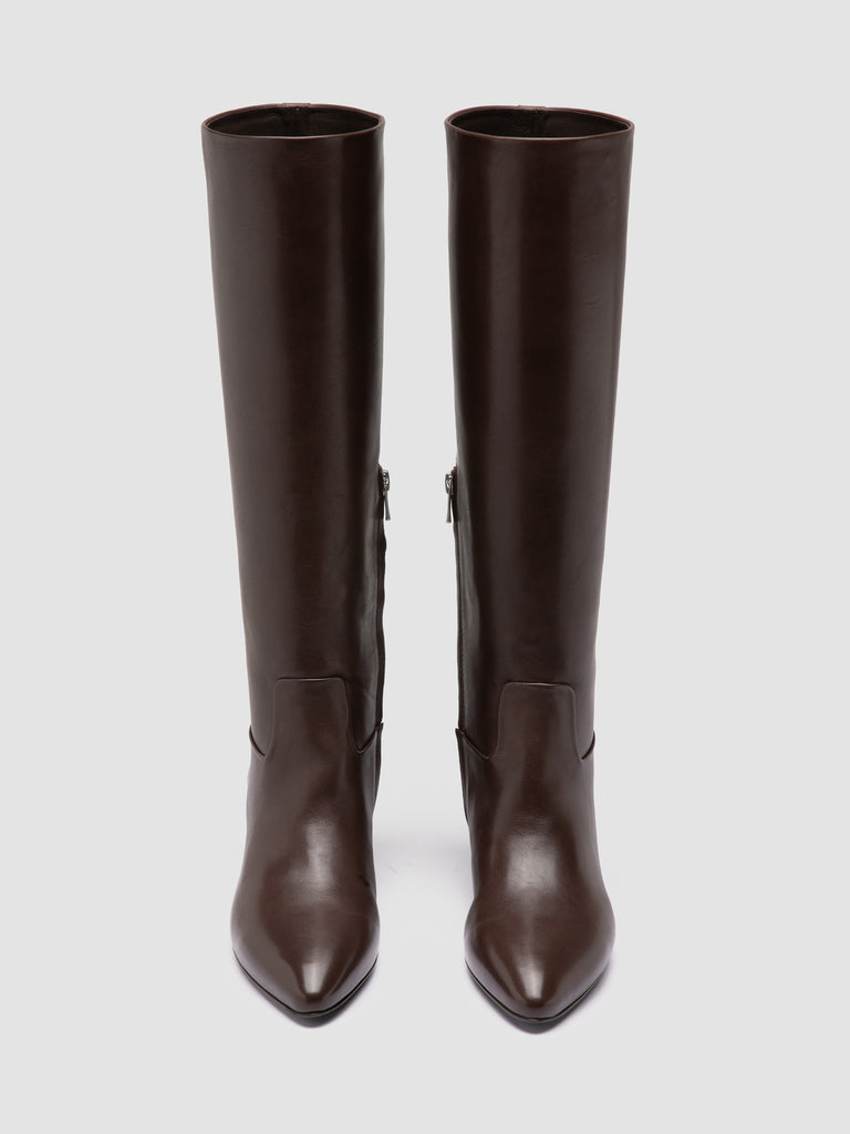SUZY 006 - Brown Leather Zip Boots
