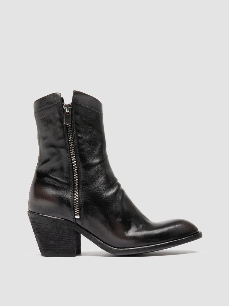 SYDNE 018 – Schwarze Lederstiefel mit Reißverschluss