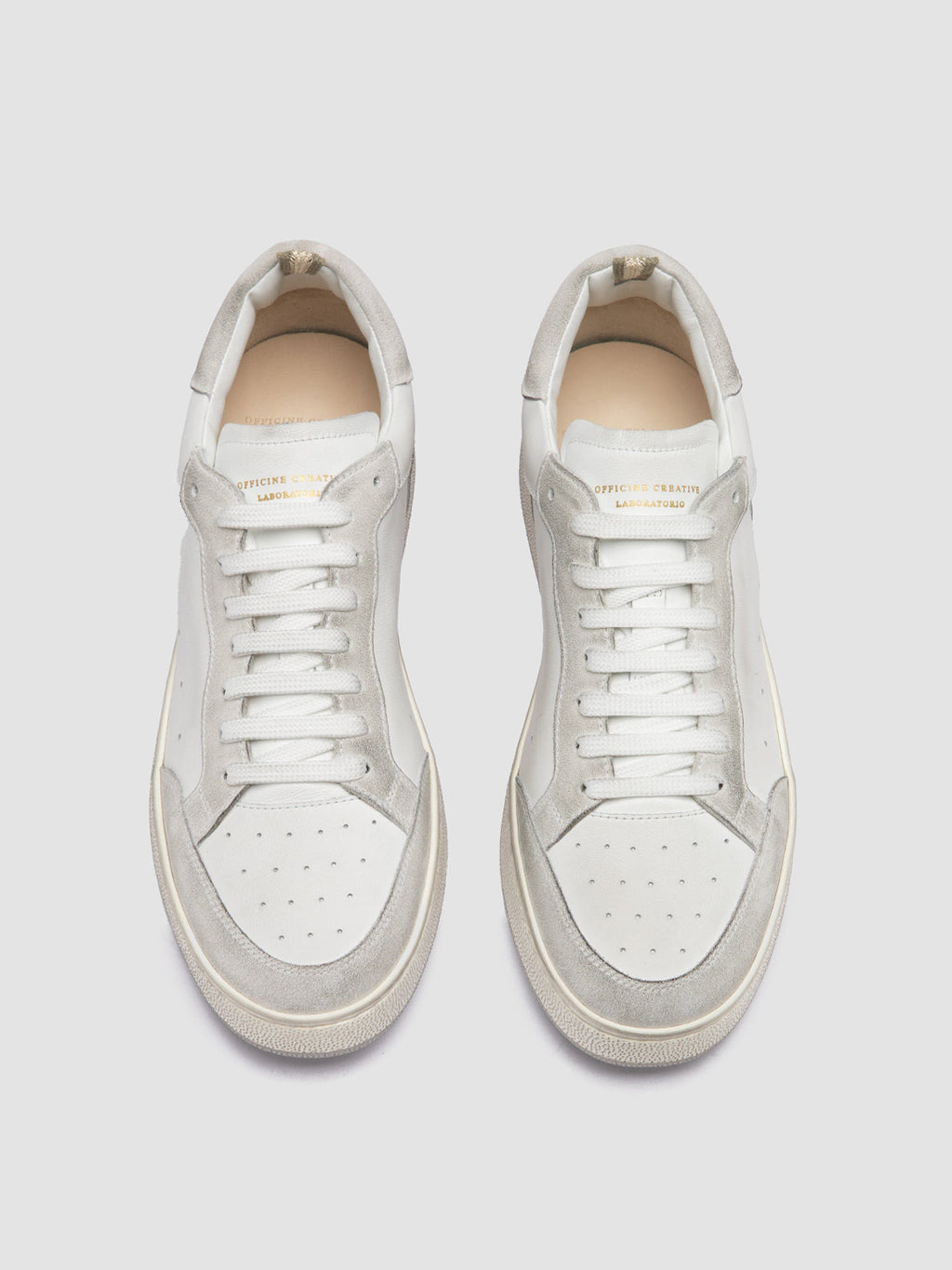 THE ANSWER 001 - White Leather and Suede Low Top Sneakers