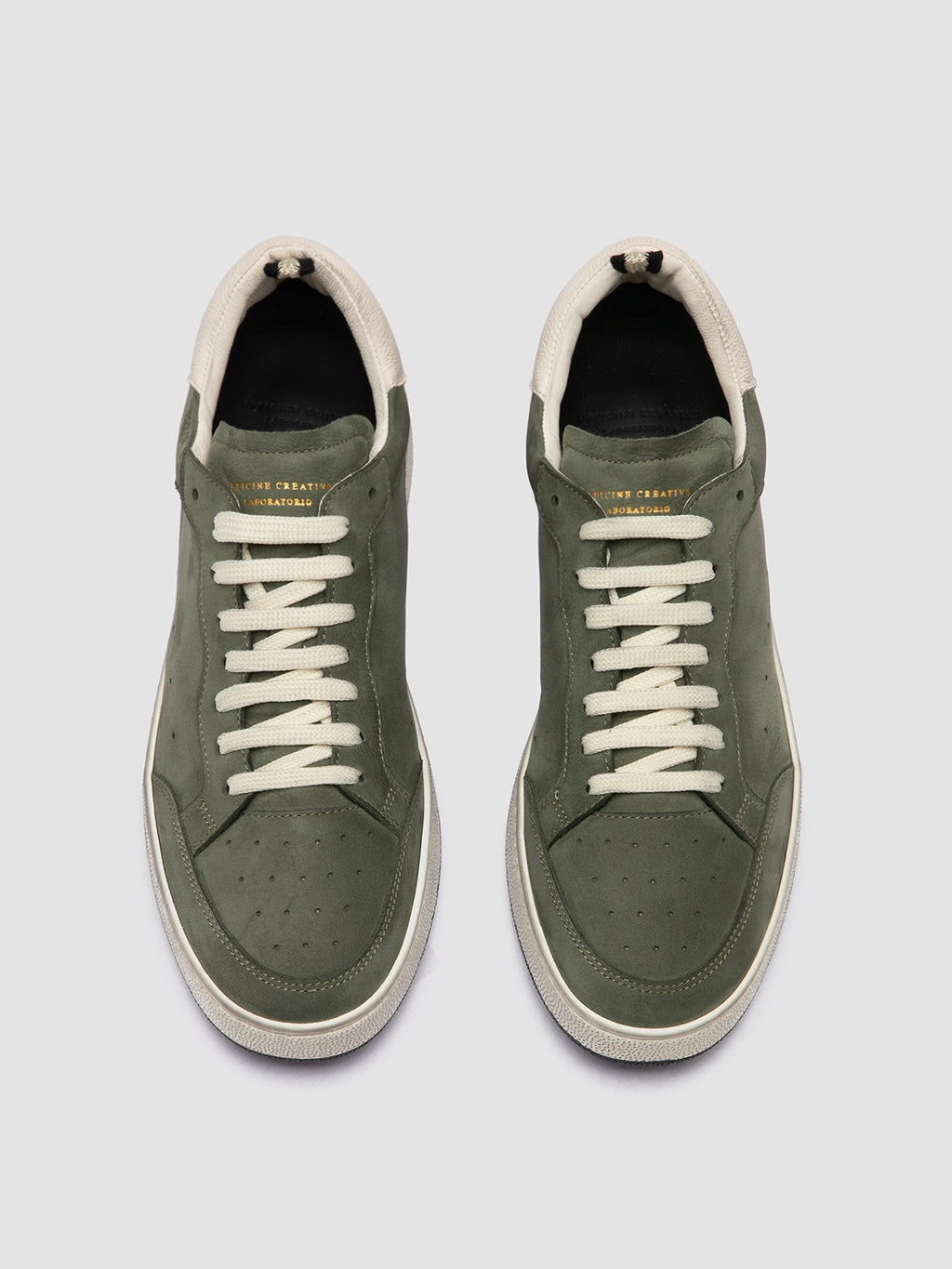 THE ANSWER 002 - Green Leather and Suede Low Top Sneakers Men Officine Creative - 2