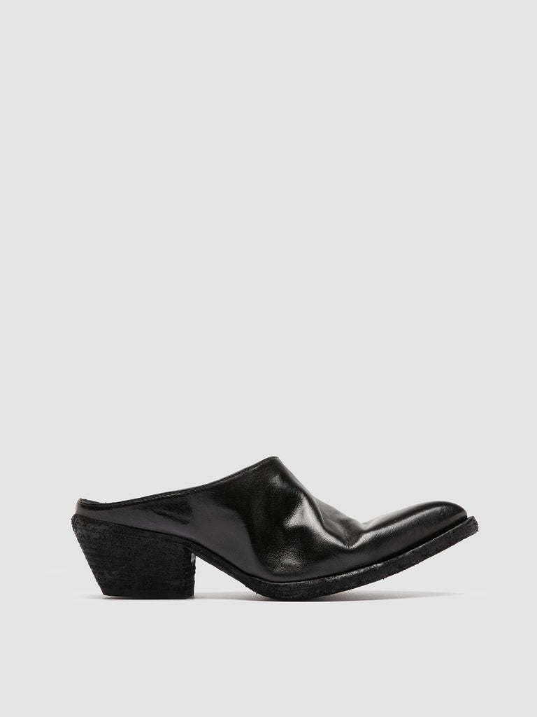 WANDA DD 101 - Black Leather Mule Sandals