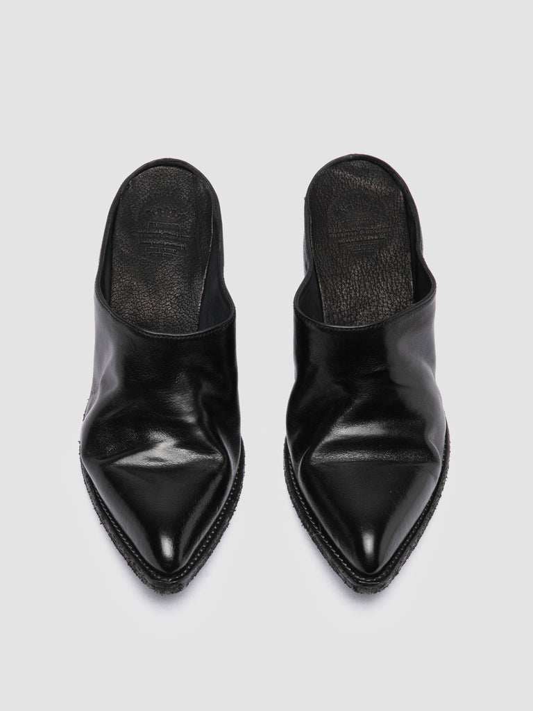 WANDA DD 101 - Black Leather Mule Sandals